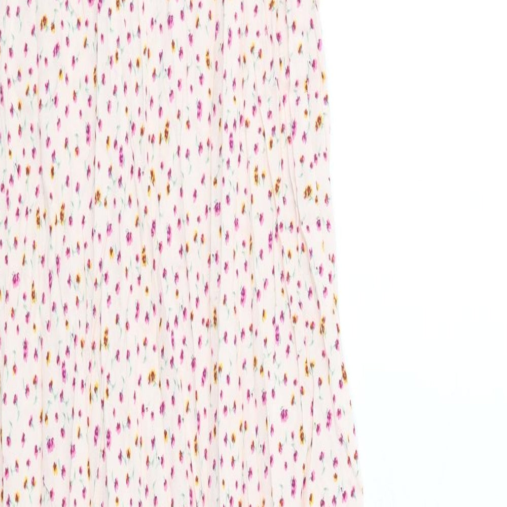 Marks and Spencer Womens Pink Floral Viscose Slip Dress Size 12 V-Neck Pullover