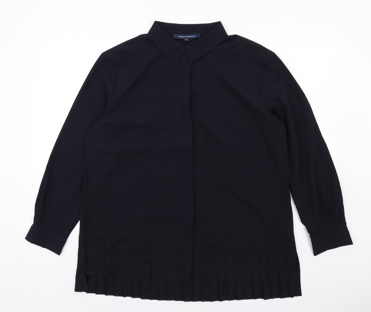 French Connection Womens Blue Polyester Basic Button-Up Size 16 Collared