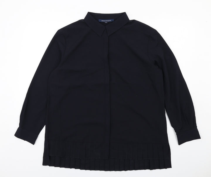 French Connection Womens Blue Polyester Basic Button-Up Size 16 Collared