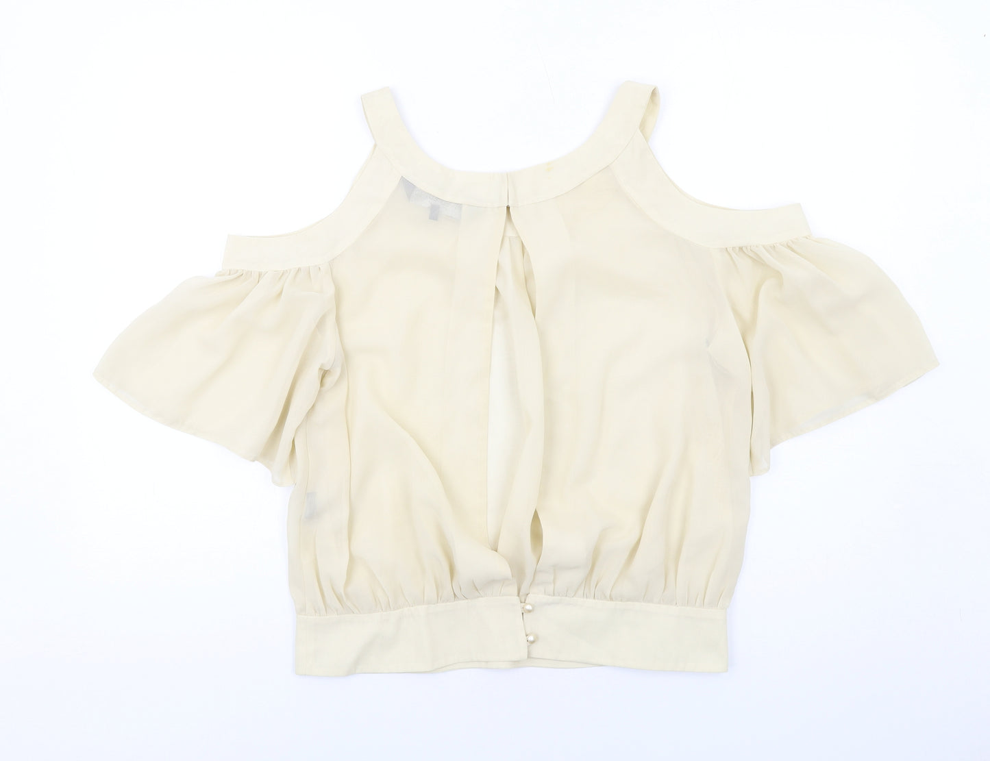 New Look Womens Ivory Polyester Basic Blouse Size 14 Round Neck - Cold Shoulder