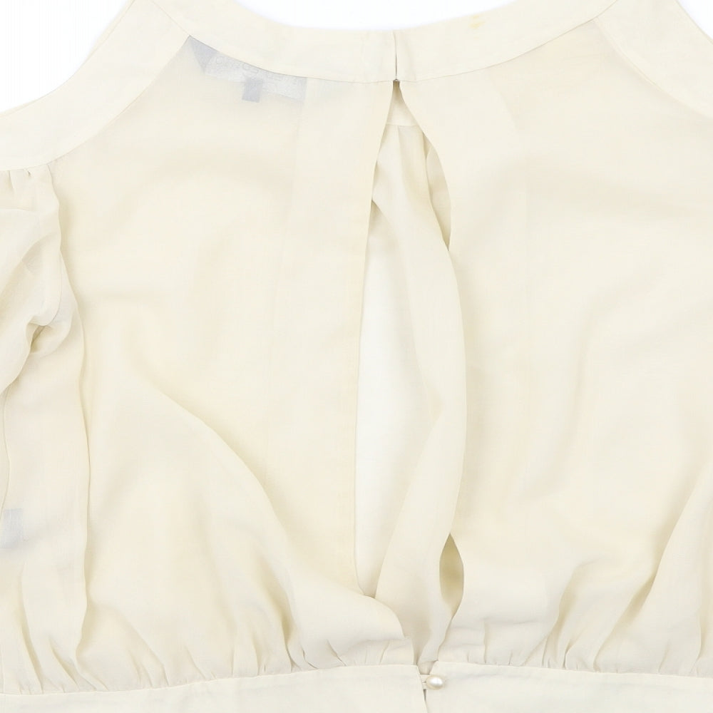 New Look Womens Ivory Polyester Basic Blouse Size 14 Round Neck - Cold Shoulder