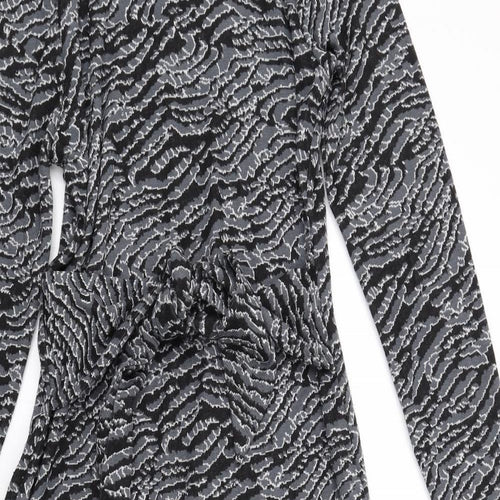 New Look Womens Grey Animal Print Polyester Maxi Size 10 Mock Neck Zip
