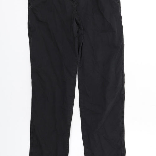 Marks and Spencer Womens Black Cotton Chino Trousers Size 10 L31 in Regular Zip