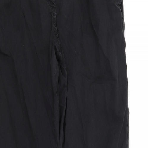 Marks and Spencer Womens Black Cotton Chino Trousers Size 10 L31 in Regular Zip