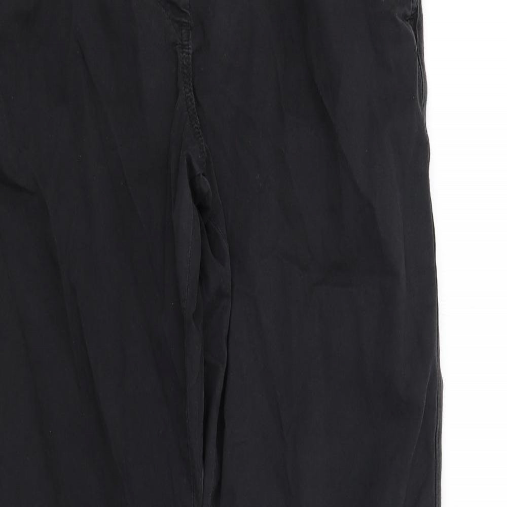 Marks and Spencer Womens Black Cotton Chino Trousers Size 10 L31 in Regular Zip