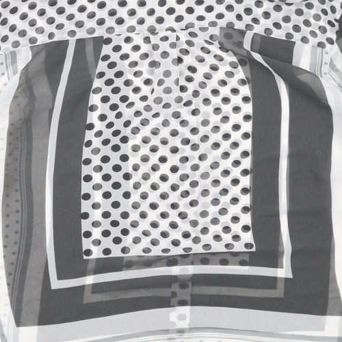 NEXT Womens Grey Geometric Polyester Basic Button-Up Size 14 Round Neck