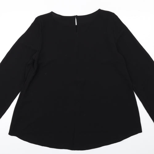 Dorothy Perkins Womens Black Polyester Basic Blouse Size 16 Round Neck