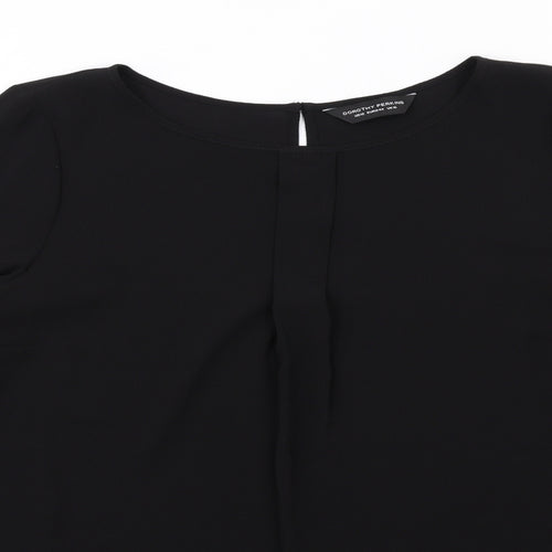 Dorothy Perkins Womens Black Polyester Basic Blouse Size 16 Round Neck