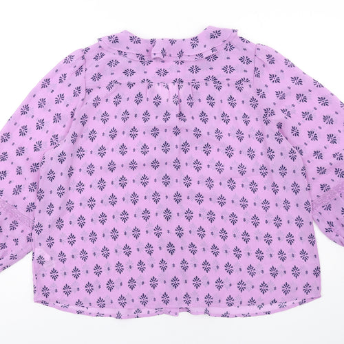 Per Una Womens Purple Geometric Polyester Basic Blouse Size 16 V-Neck