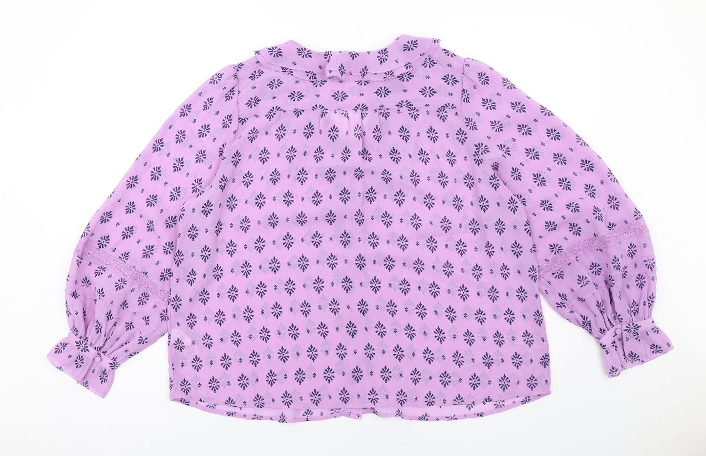 Per Una Womens Purple Geometric Polyester Basic Blouse Size 16 V-Neck