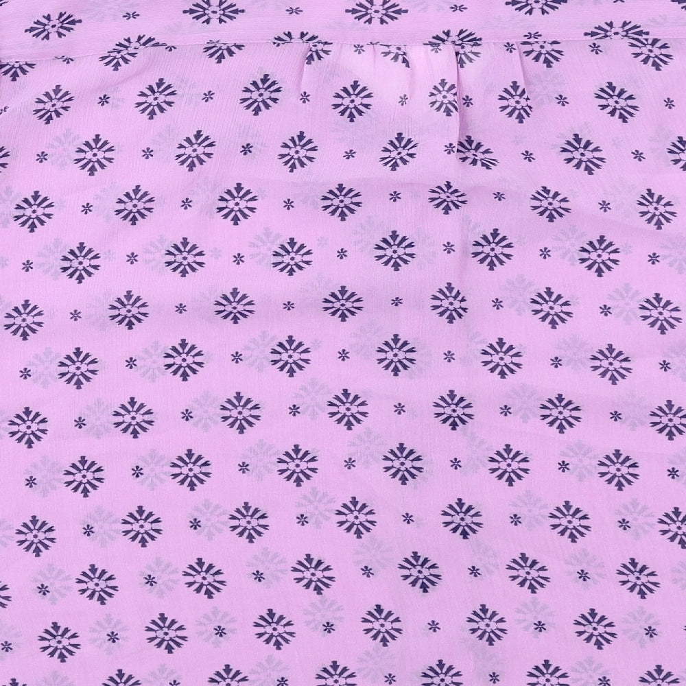 Per Una Womens Purple Geometric Polyester Basic Blouse Size 16 V-Neck