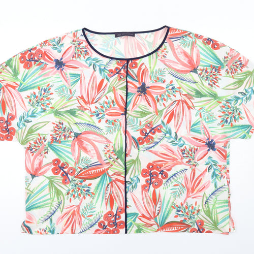 Marks and Spencer Womens Multicoloured Floral Polyester Basic T-Shirt Size 18 Round Neck