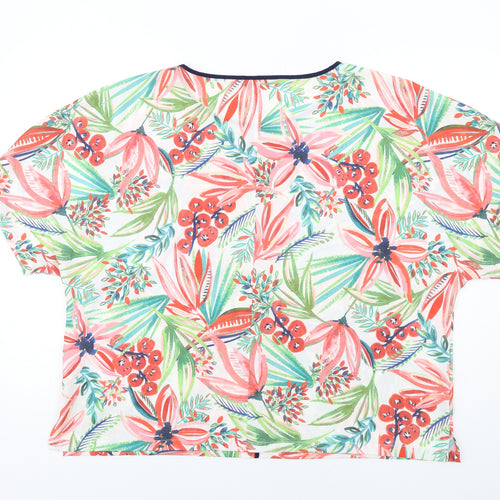 Marks and Spencer Womens Multicoloured Floral Polyester Basic T-Shirt Size 18 Round Neck