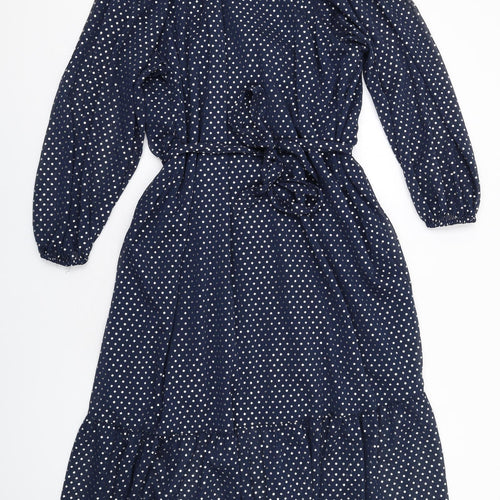 Marks and Spencer Womens Blue Polka Dot Polyester Trapeze & Swing Size 16 Round Neck Tie