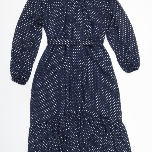 Marks and Spencer Womens Blue Polka Dot Polyester Trapeze & Swing Size 16 Round Neck Tie