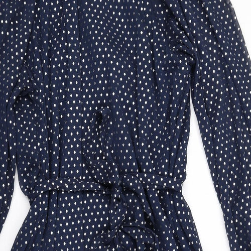 Marks and Spencer Womens Blue Polka Dot Polyester Trapeze & Swing Size 16 Round Neck Tie