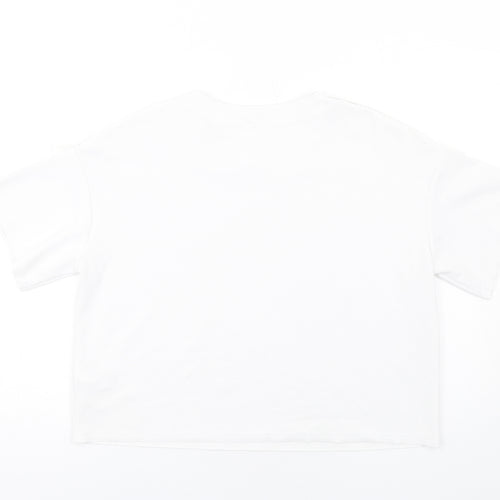Zara Womens White Polyester Basic T-Shirt Size M Round Neck