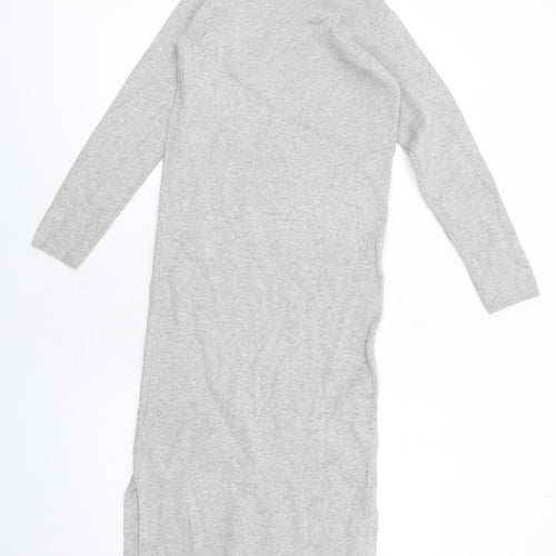 Marks and Spencer Womens Grey Viscose Jumper Dress Size XS Mock Neck Pullover