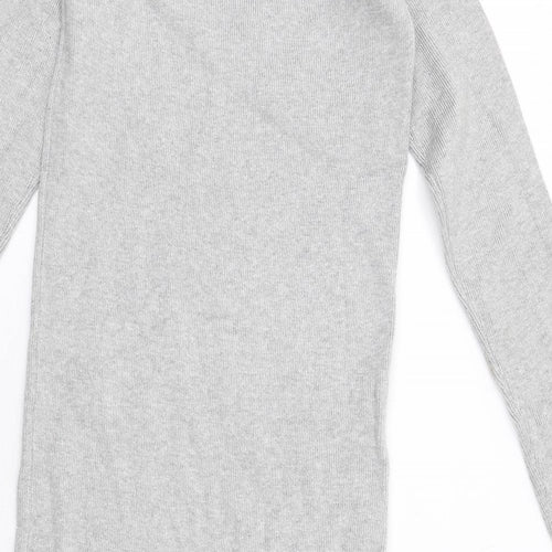Marks and Spencer Womens Grey Viscose Jumper Dress Size XS Mock Neck Pullover