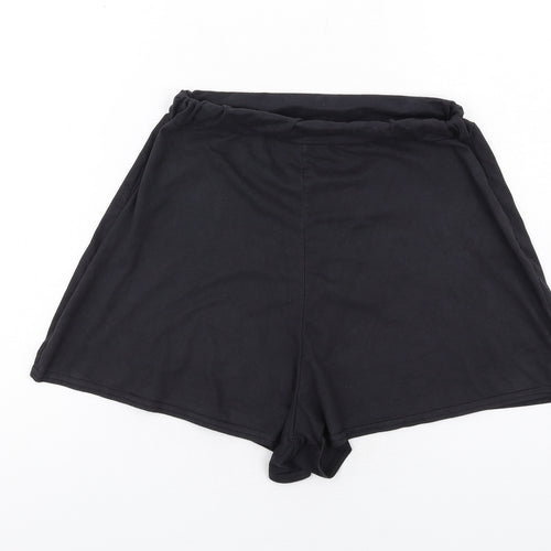 PRETTYLITTLETHING Womens Black Polyester Basic Shorts Size 6 Regular Pull On