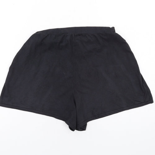 PRETTYLITTLETHING Womens Black Polyester Basic Shorts Size 6 Regular Pull On