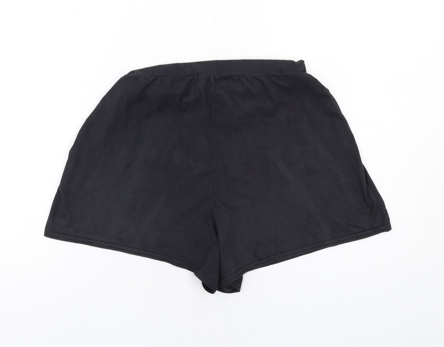 PRETTYLITTLETHING Womens Black Polyester Basic Shorts Size 6 Regular Pull On