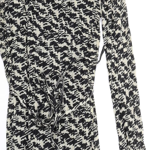 Marks and Spencer Womens Black Geometric Polyester Maxi Size 14 Round Neck Pullover