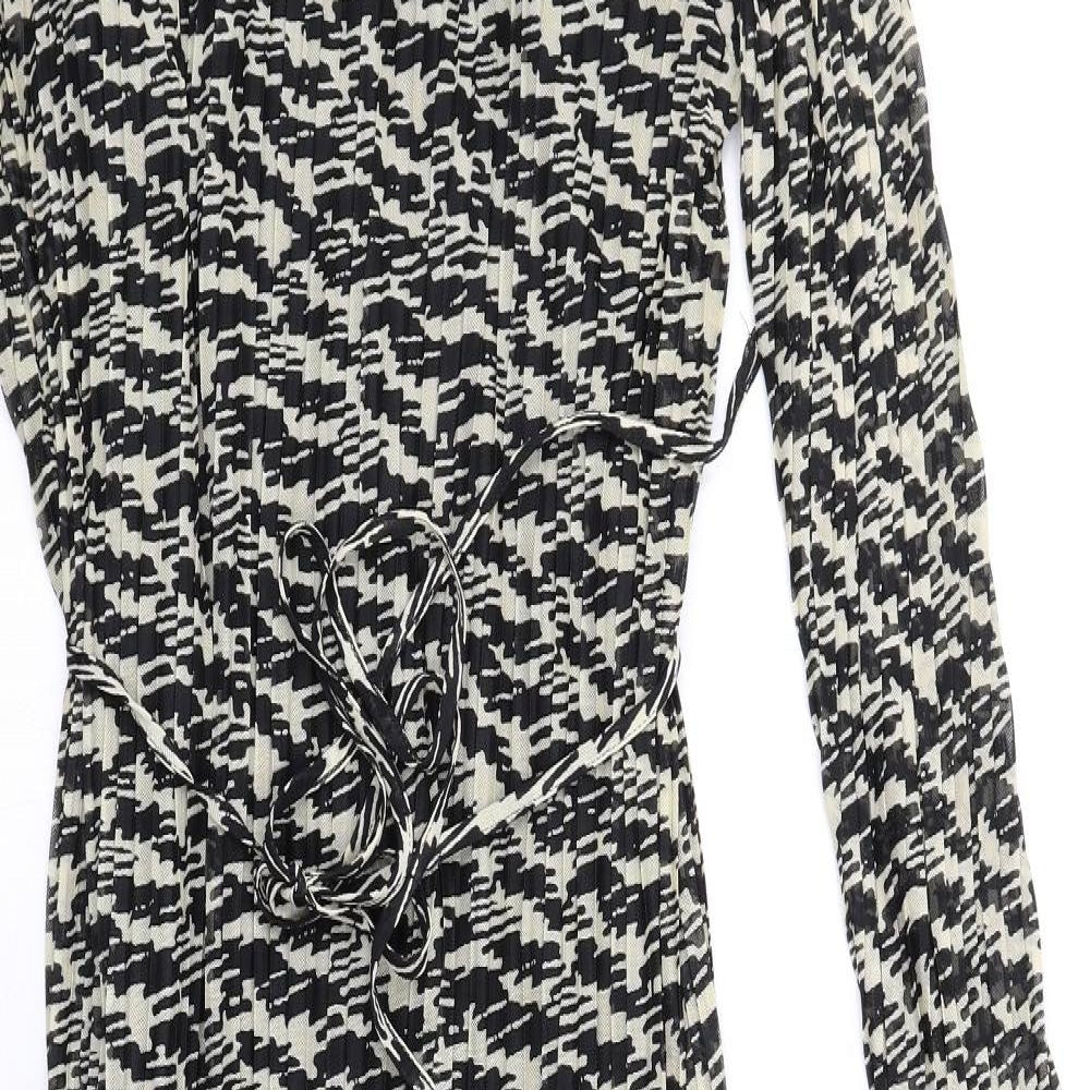Marks and Spencer Womens Black Geometric Polyester Maxi Size 14 Round Neck Pullover