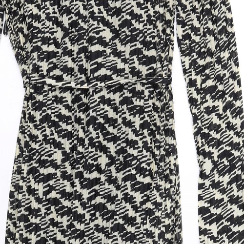 Marks and Spencer Womens Black Geometric Polyester Maxi Size 14 Round Neck Pullover