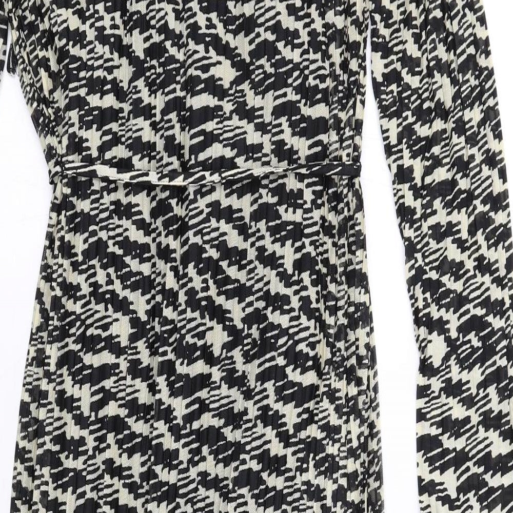 Marks and Spencer Womens Black Geometric Polyester Maxi Size 14 Round Neck Pullover