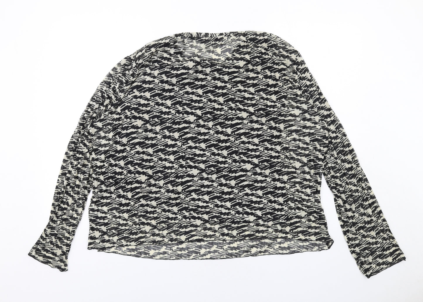 Marks and Spencer Womens Black Geometric Polyester Basic T-Shirt Size 20 Round Neck