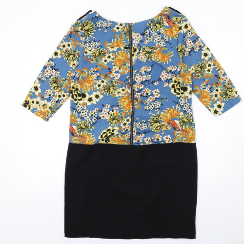 NEXT Womens Multicoloured Floral Polyester A-Line Size 12 Boat Neck Zip