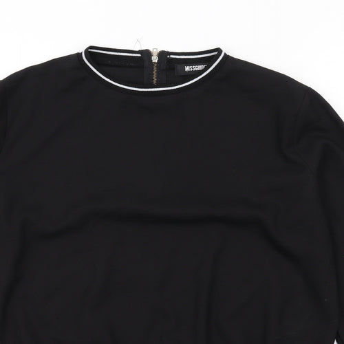 Missguided Womens Black Polyester Basic T-Shirt Size 6 Round Neck
