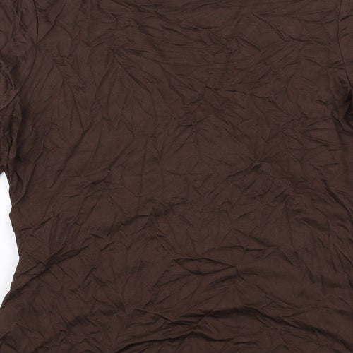 Jaeger Womens Brown Viscose Basic T-Shirt Size 12 V-Neck