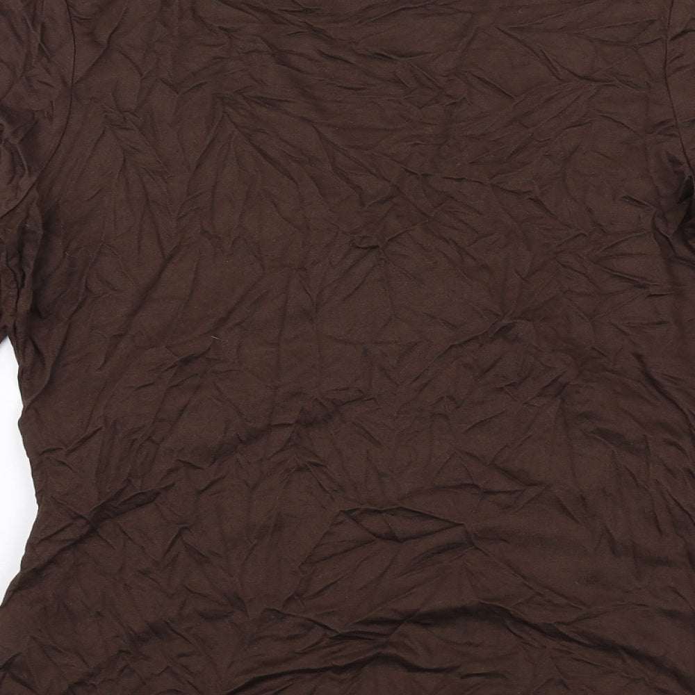 Jaeger Womens Brown Viscose Basic T-Shirt Size 12 V-Neck