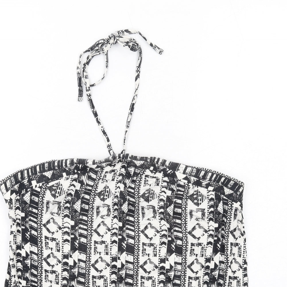 NEXT Womens Black Geometric Viscose Basic Tank Size 18 Halter