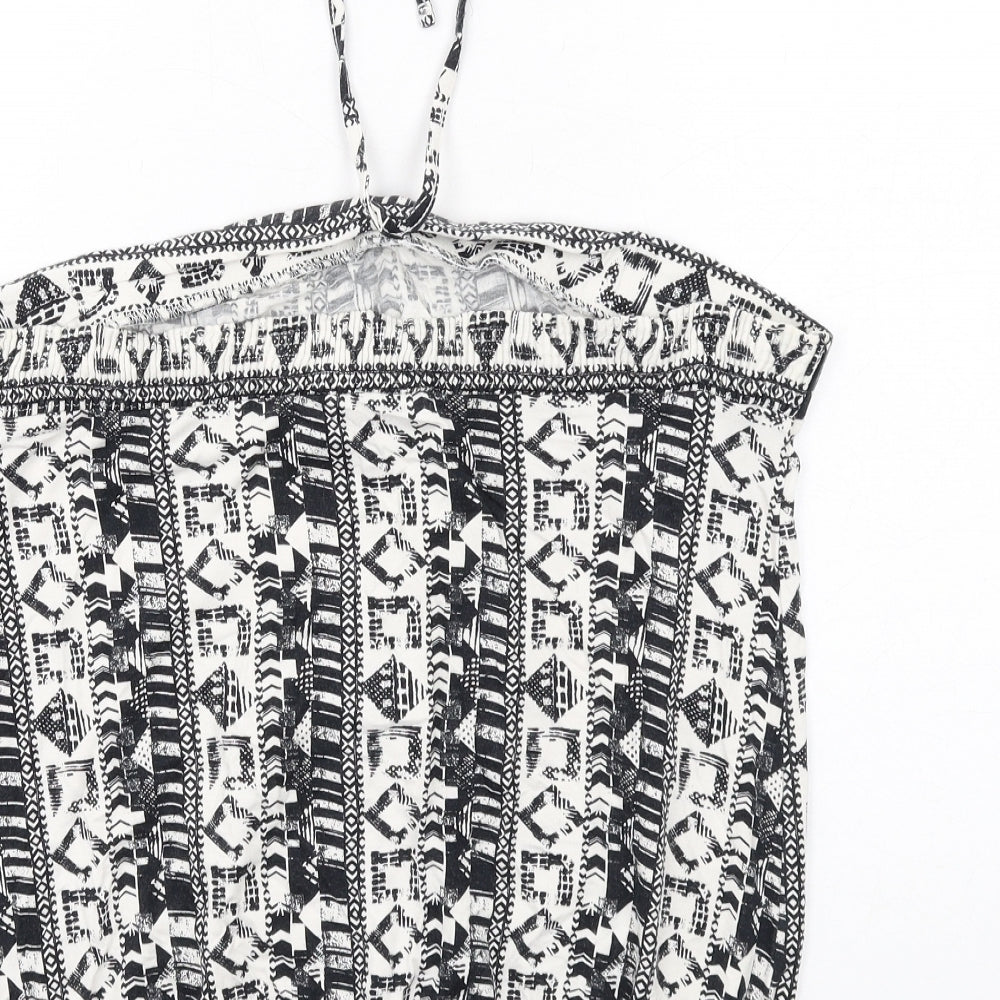 NEXT Womens Black Geometric Viscose Basic Tank Size 18 Halter