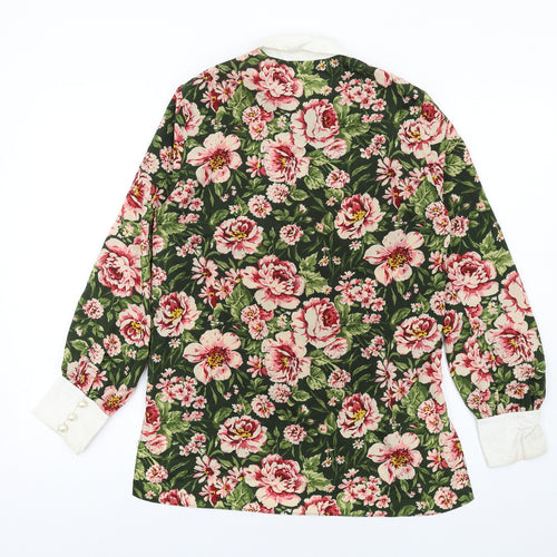 Zara Womens Multicoloured Floral Polyester Basic Button-Up Size S Collared