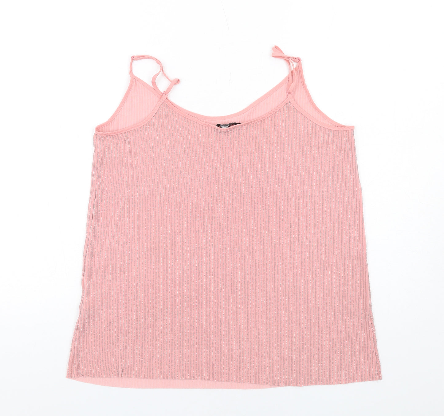 NEXT Womens Pink Striped Polyester Basic Tank Size 10 Round Neck