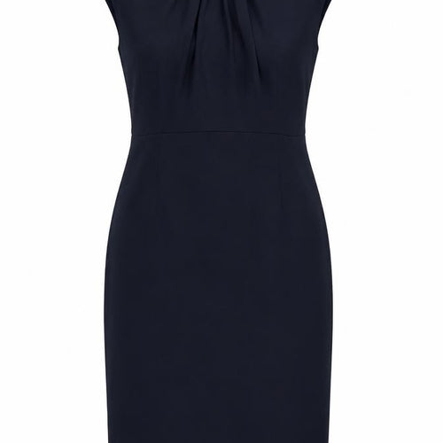 John Lewis Womens Blue Polyester Pencil Dress Size 8 Boat Neck Zip
