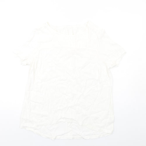 Marks and Spencer Womens White Viscose Basic T-Shirt Size 16 Round Neck