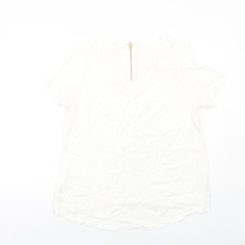 Marks and Spencer Womens White Viscose Basic T-Shirt Size 16 Round Neck