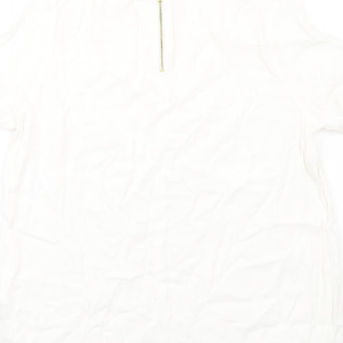Marks and Spencer Womens White Viscose Basic T-Shirt Size 16 Round Neck