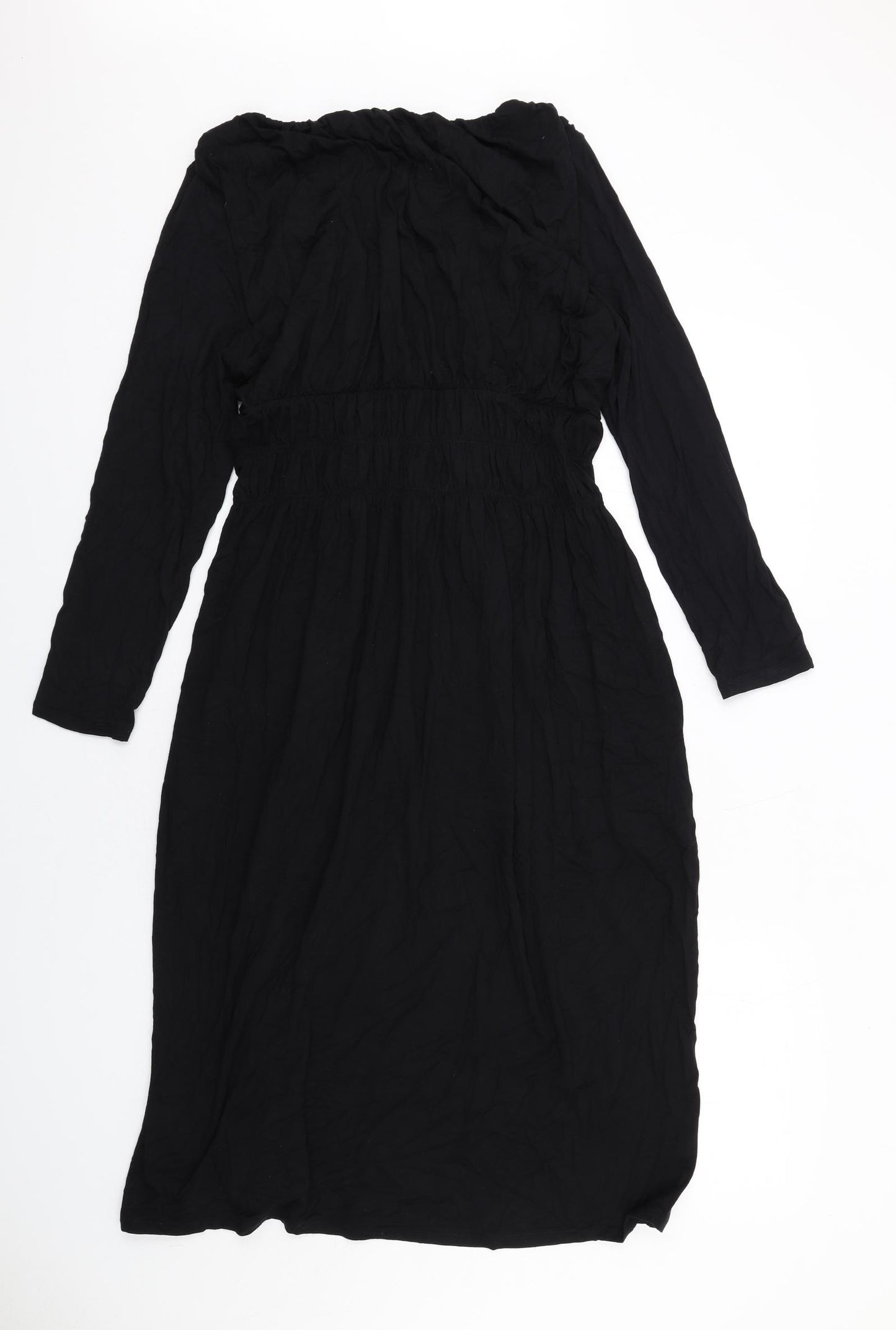 Marks and Spencer Womens Black Viscose A-Line Size 14 Scoop Neck Pullover