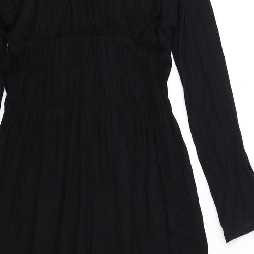 Marks and Spencer Womens Black Viscose A-Line Size 14 Scoop Neck Pullover
