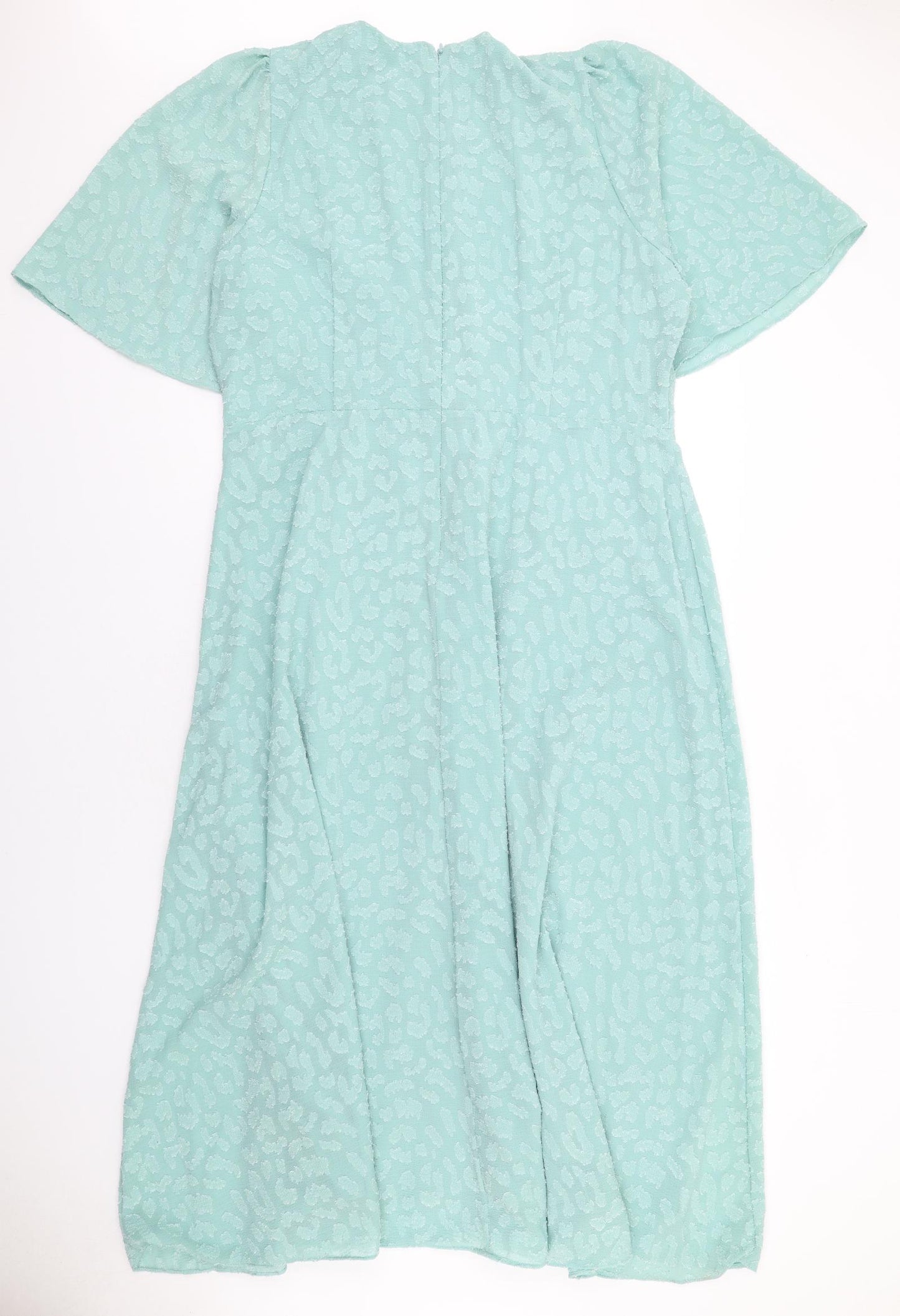 Marks and Spencer Womens Green Animal Print Polyester Maxi Size 20 V-Neck Zip