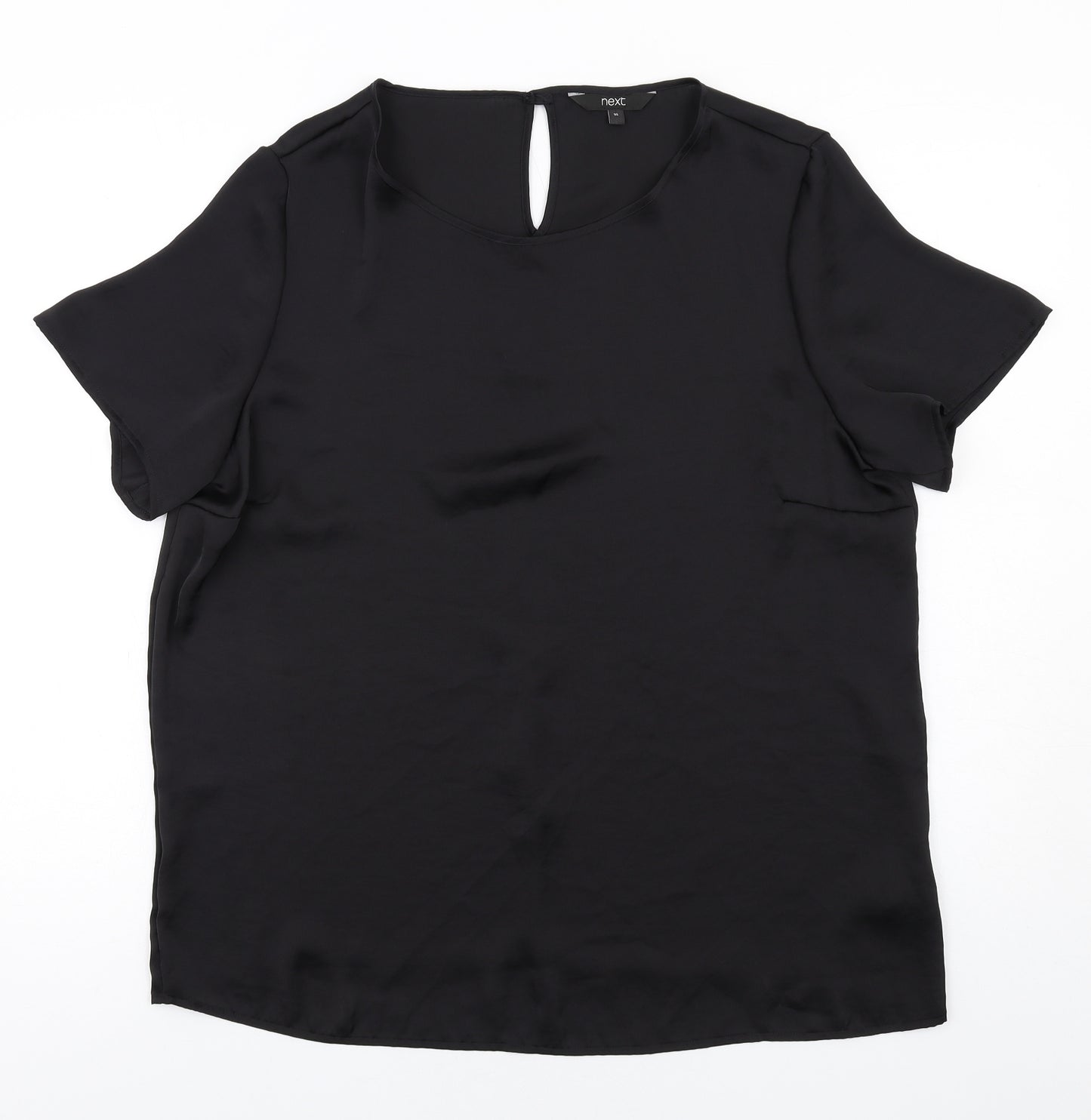 NEXT Womens Black Polyester Basic T-Shirt Size 16 Round Neck