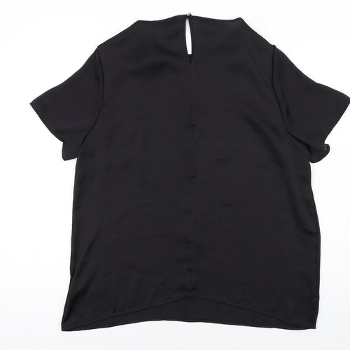 NEXT Womens Black Polyester Basic T-Shirt Size 16 Round Neck