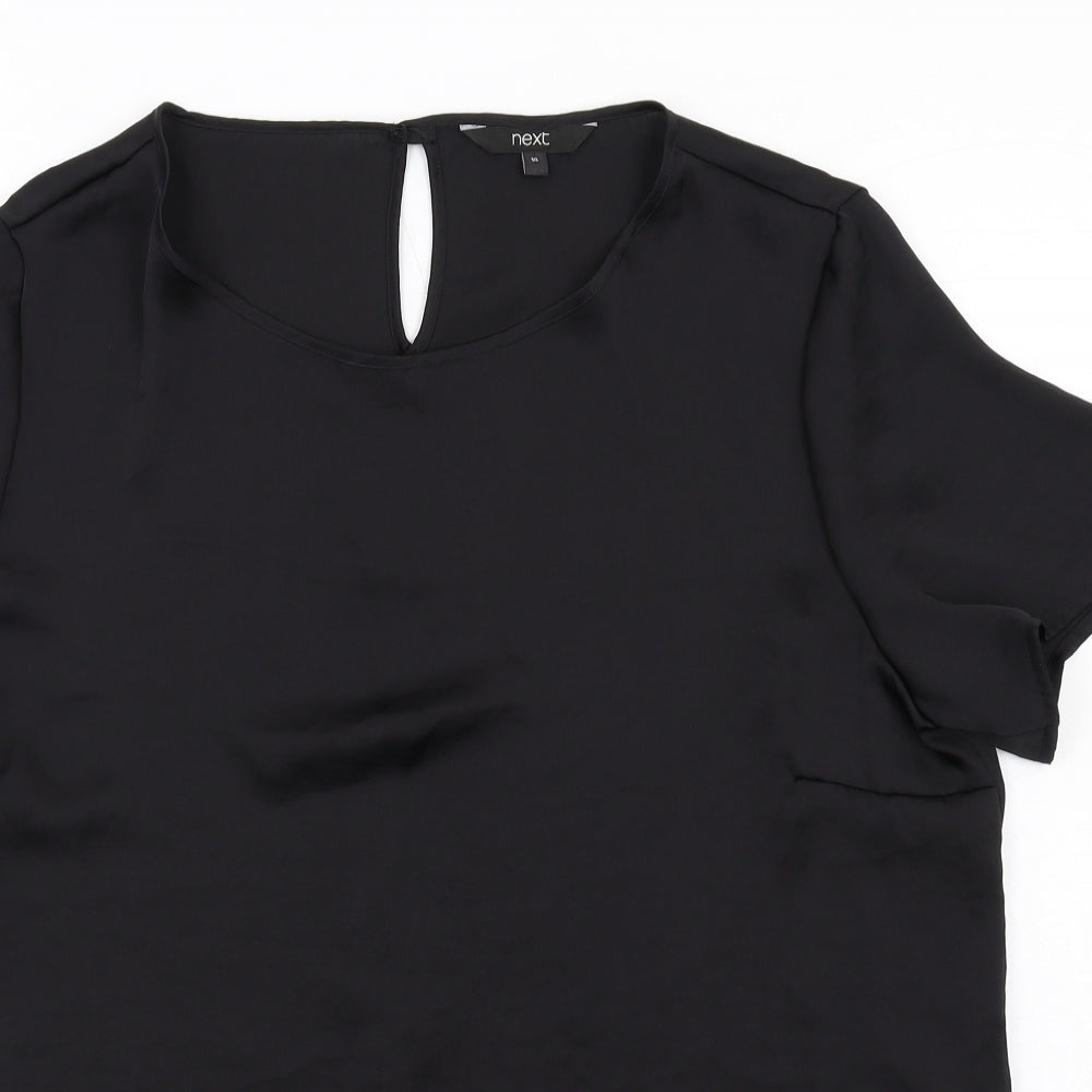 NEXT Womens Black Polyester Basic T-Shirt Size 16 Round Neck