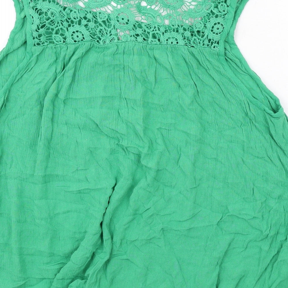 NEXT Womens Green Viscose Basic Tank Size 14 Round Neck
